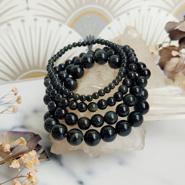 Celestial Eye Obsidian beads bracelet