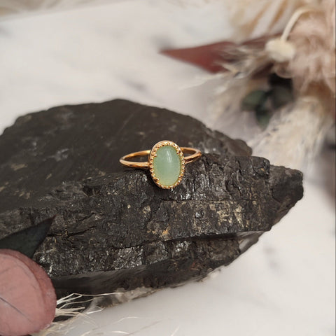 Oval Aventurine Gold Plated ring