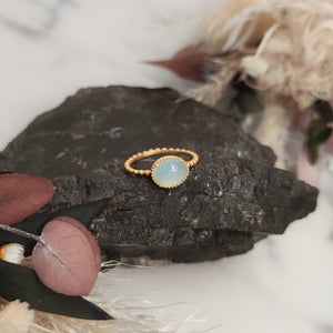 Oval Aqua Chalcedony Gold Plated ring