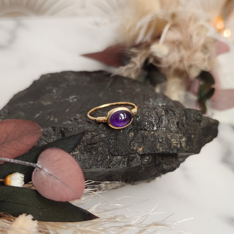 Oval Amethyst Gold Plated ring (horizontal version)