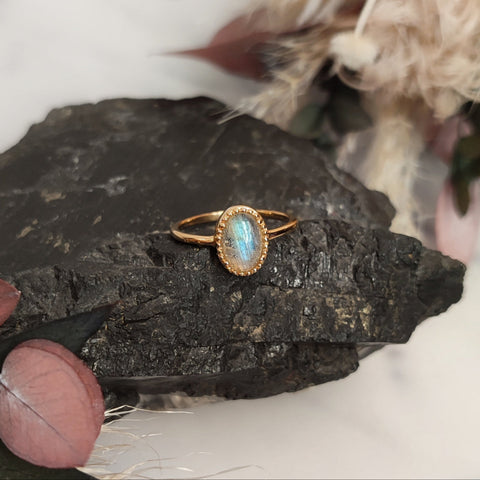 Oval Labradorite Gold Plated ring